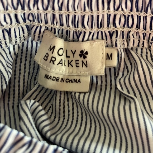 Molly Bracken Blue Striped Mock Button-Down Tunic Top Size M - Picture 6 of 6